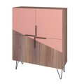 Manhattan Comfort Beekman 43.7 Low Cabinet with 4 Shelves in Brown and Pink 400AMC229
